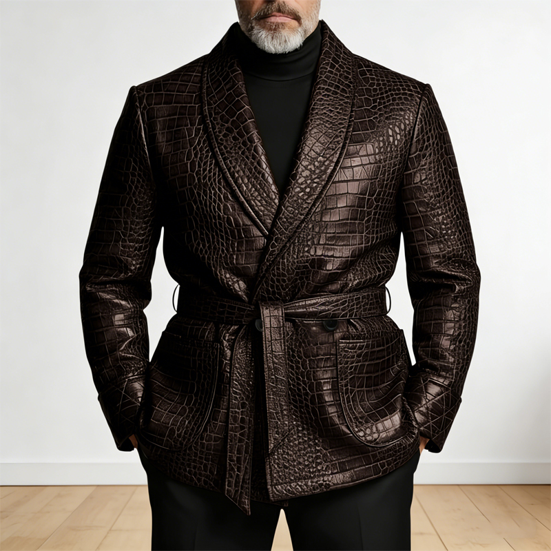 Men Formal Wear With Blazer - ﻿ Men's Crocodile Pattern Leather Blazer
