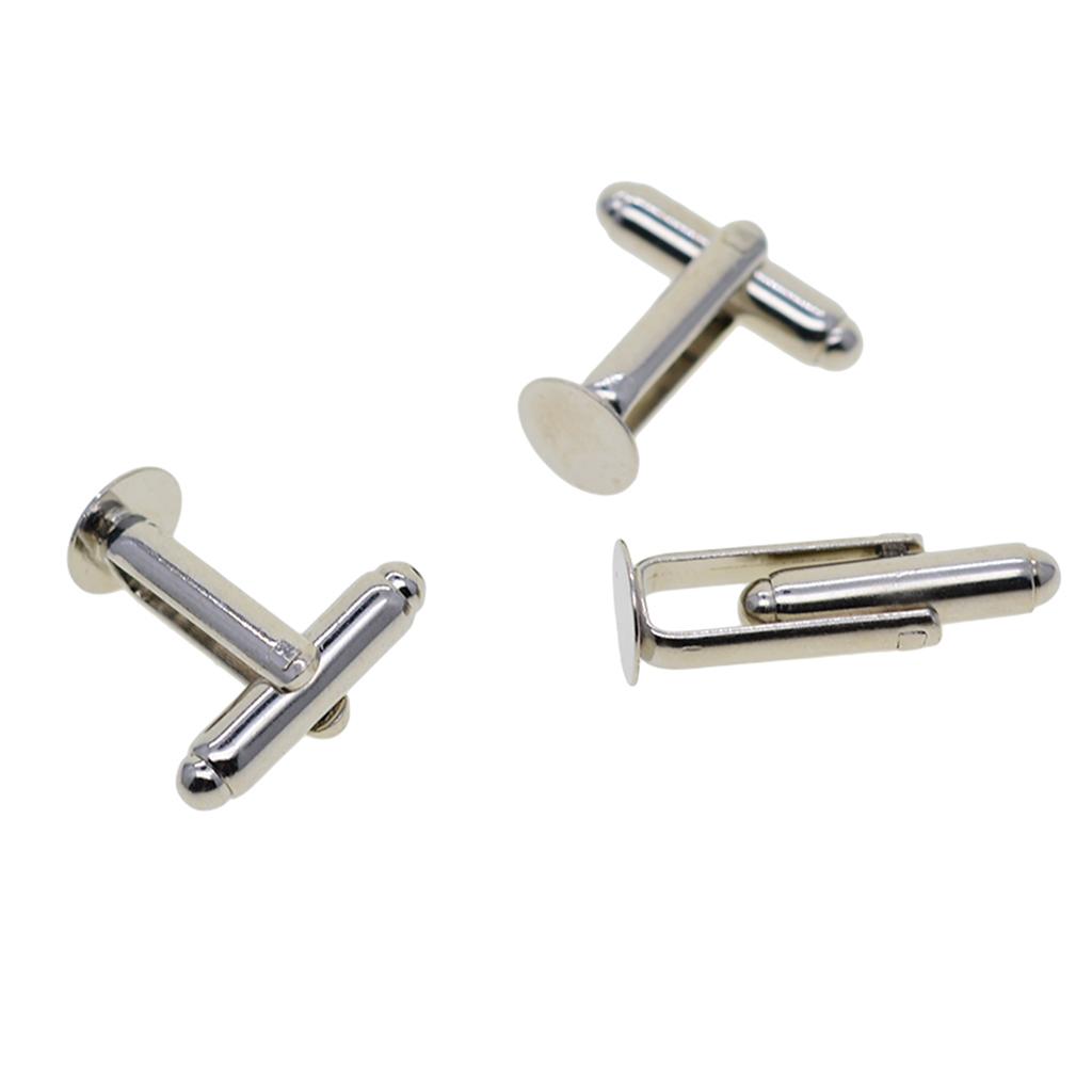 Cufflinks Silver Set - Cuff Links 8mm Silver Brass Settings