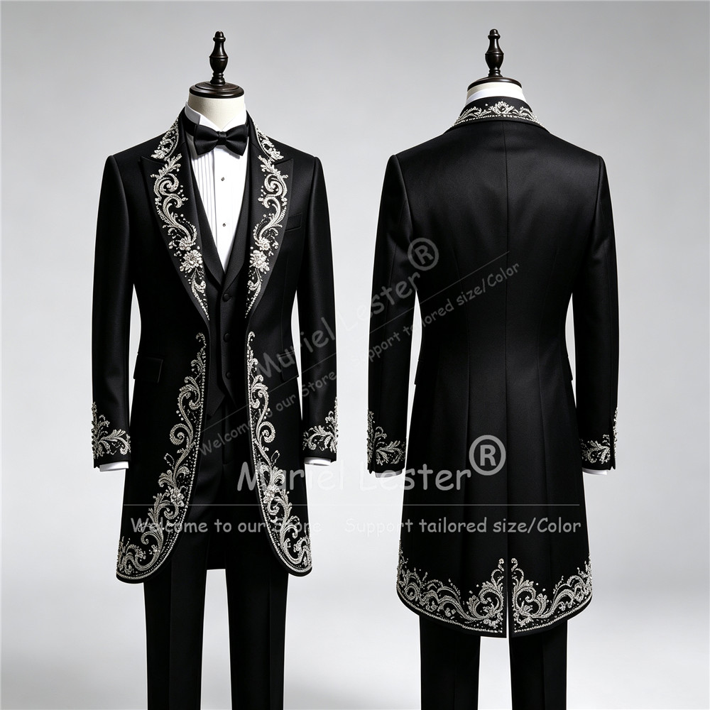 Men Formal Wear With Blazer - Luxury Man Wedding Tuxedo Suits Long