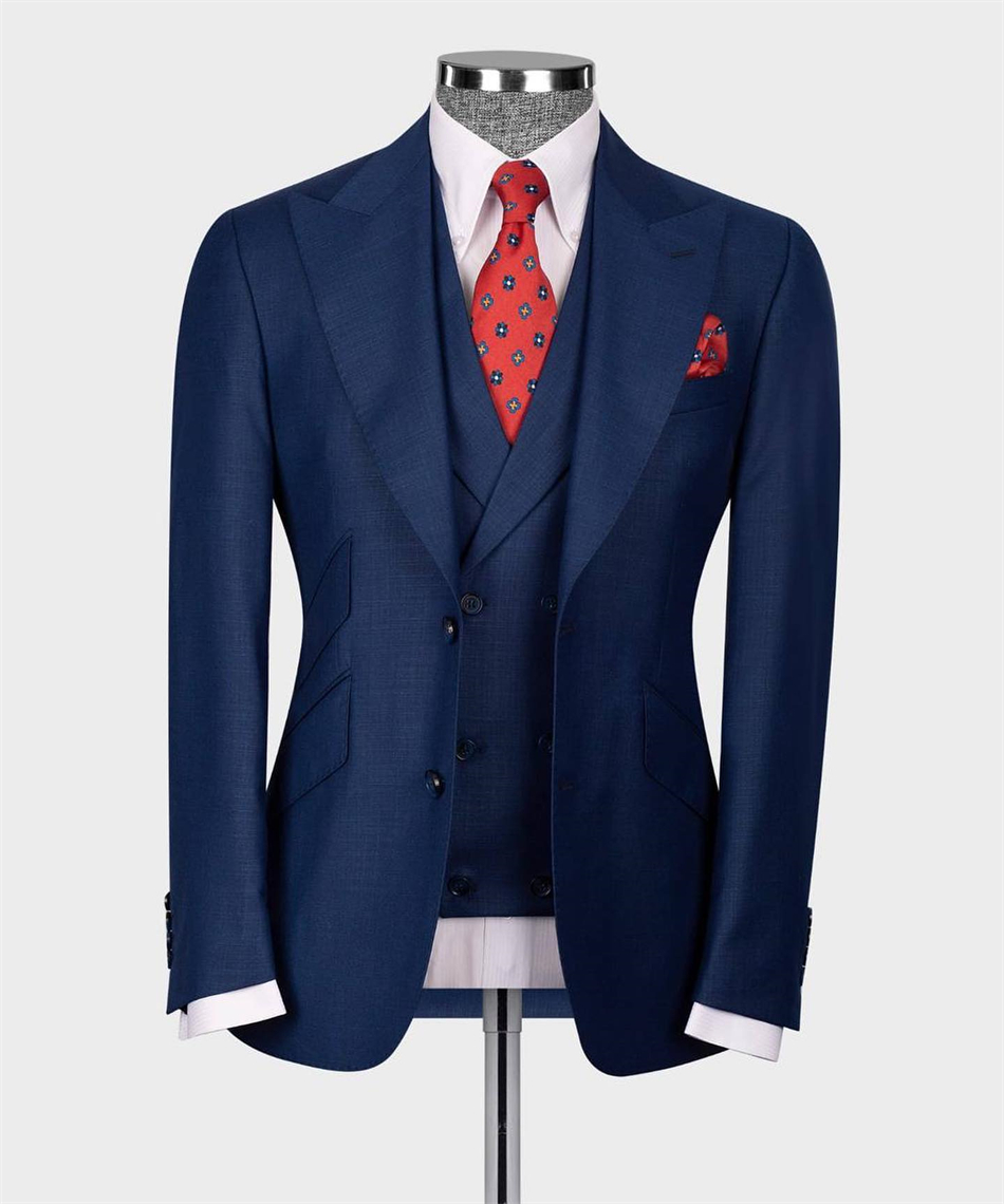 Elegant Navy Blue Classic Wedd - Men Formal Wear With Blazer review and price