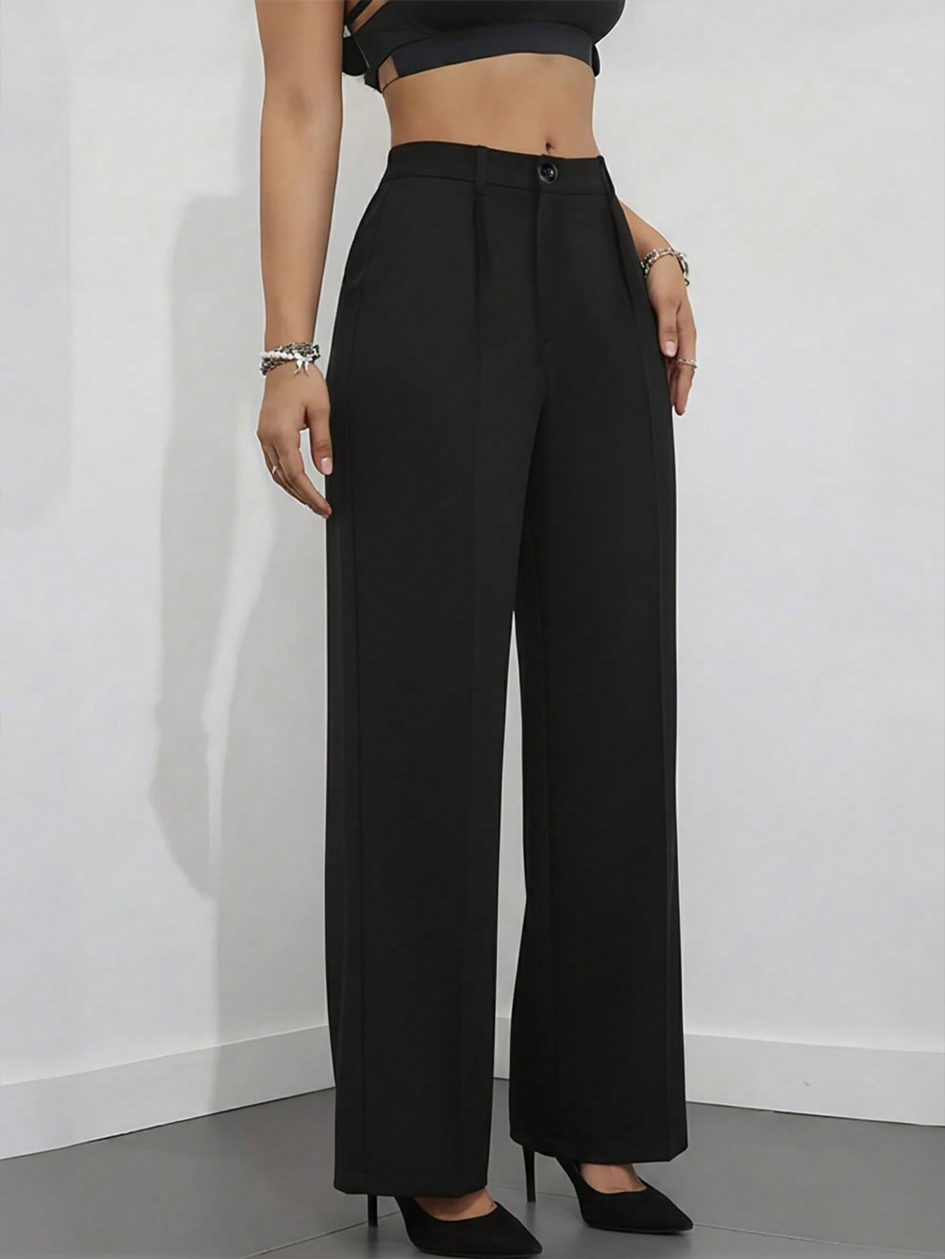 Women's High Waisted Wide Leg  - Dress Pant Flat Front review and price